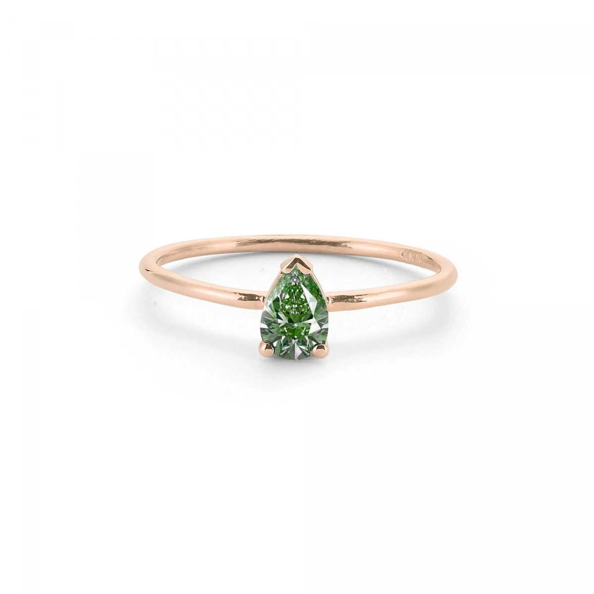 Renkli Yeşil Damla Taşlı Altın Yüzük