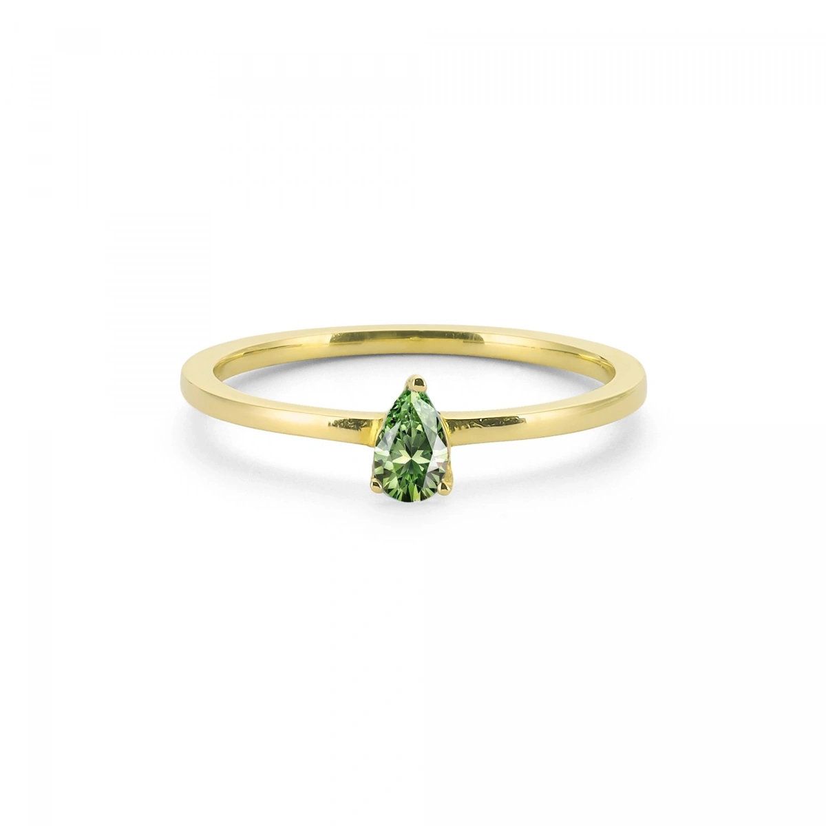 Renkli Yeşil Damla Taşlı Altın Yüzük