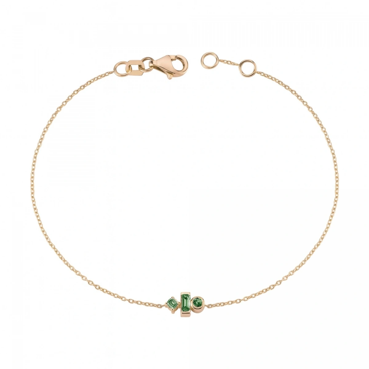 Renkli Yeşil Taşlı Modern Altın Bileklik
