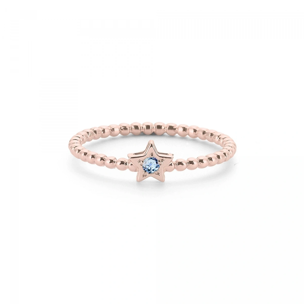 Renkli Yıldız Mavi Taşlı Altın Yüzük