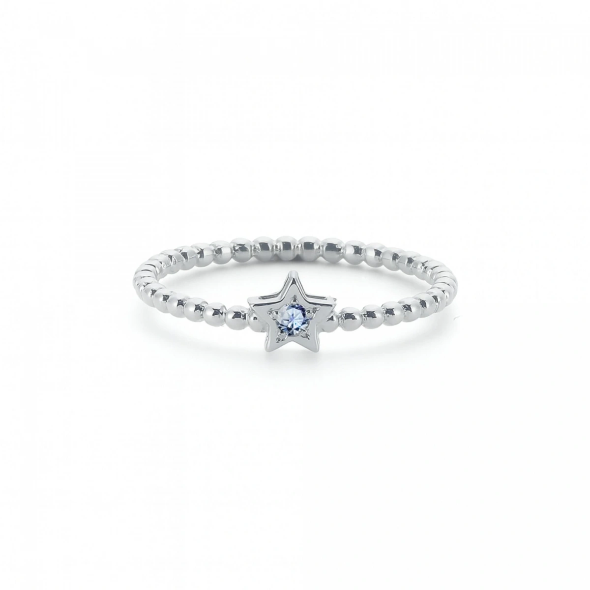 Renkli Yıldız Mavi Taşlı Altın Yüzük