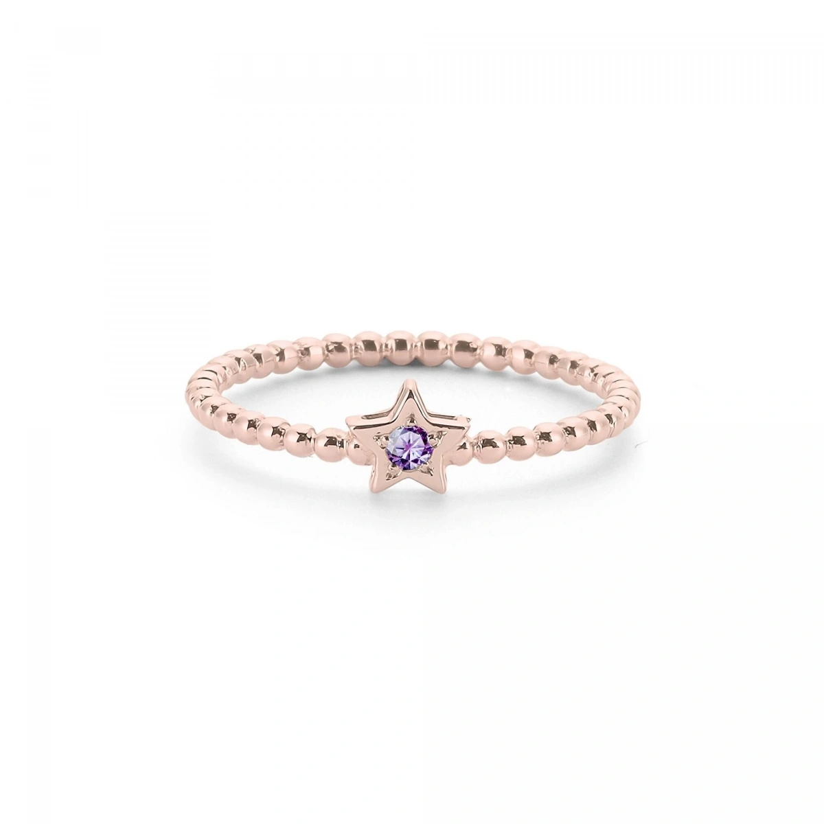 Renkli Yıldız Mor Taşlı Altın Yüzük