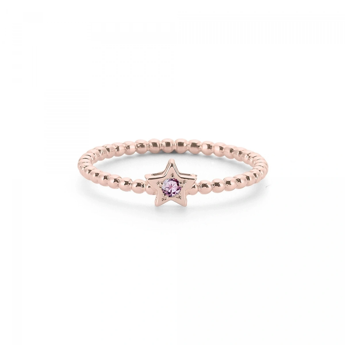 Renkli Yıldız Pembe Taşlı Altın Yüzük