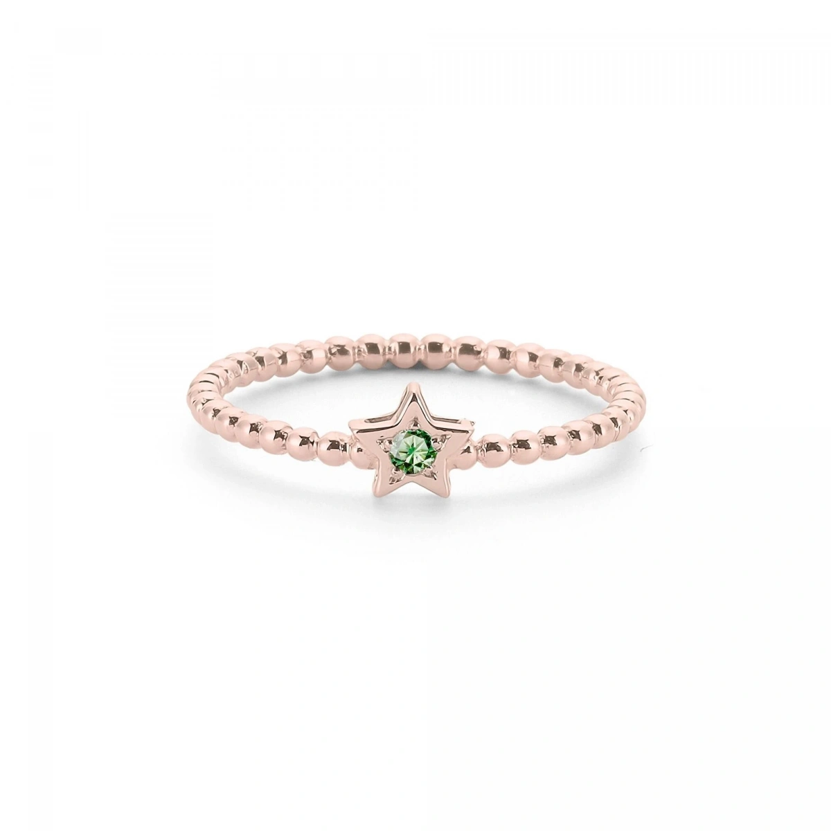 Renkli Yıldız Yeşil Taşlı Altın Yüzük