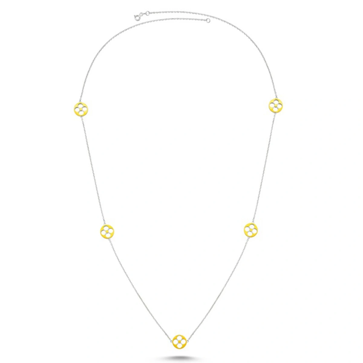 Yonca Ara Parçalı Uzun Kolye