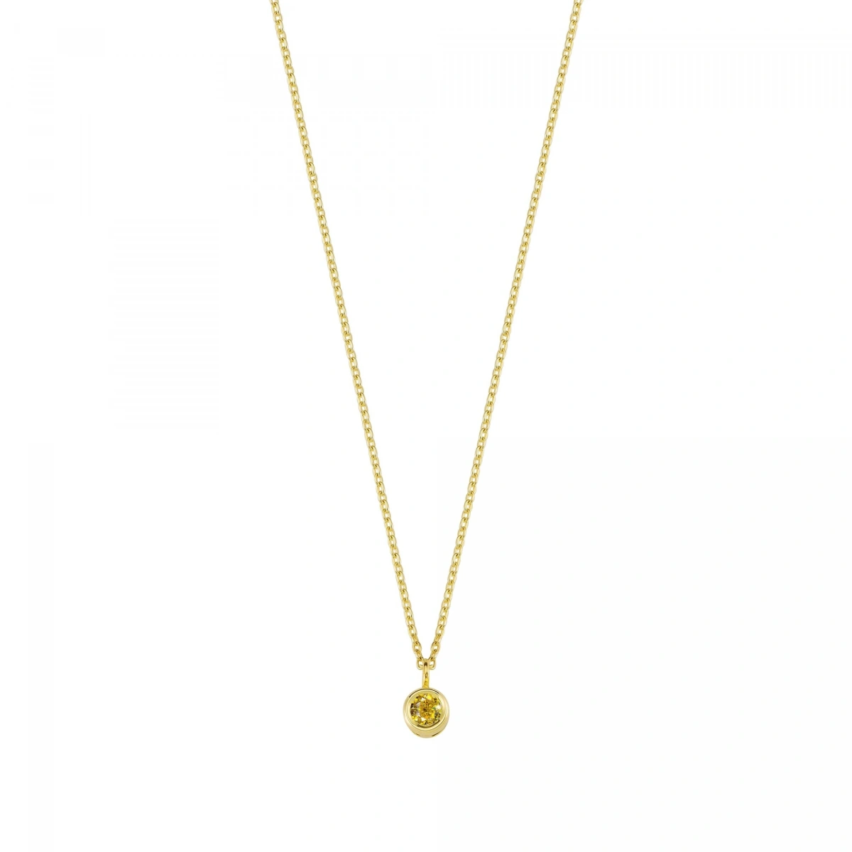 Sarı Taşlı Rengarenk Altın Kolye