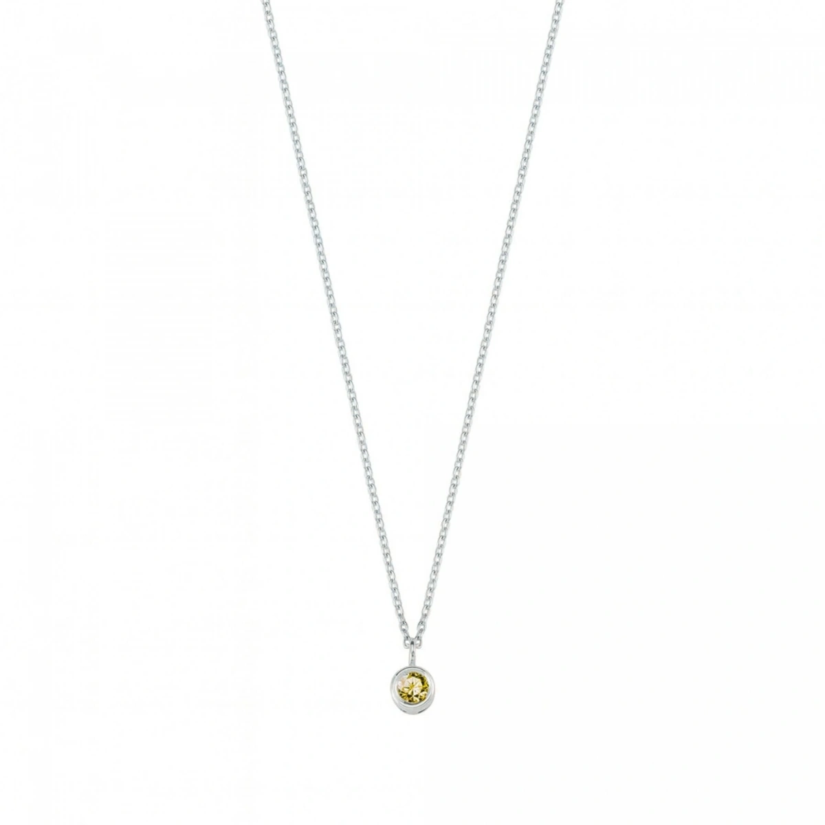 Sarı Taşlı Rengarenk Altın Kolye