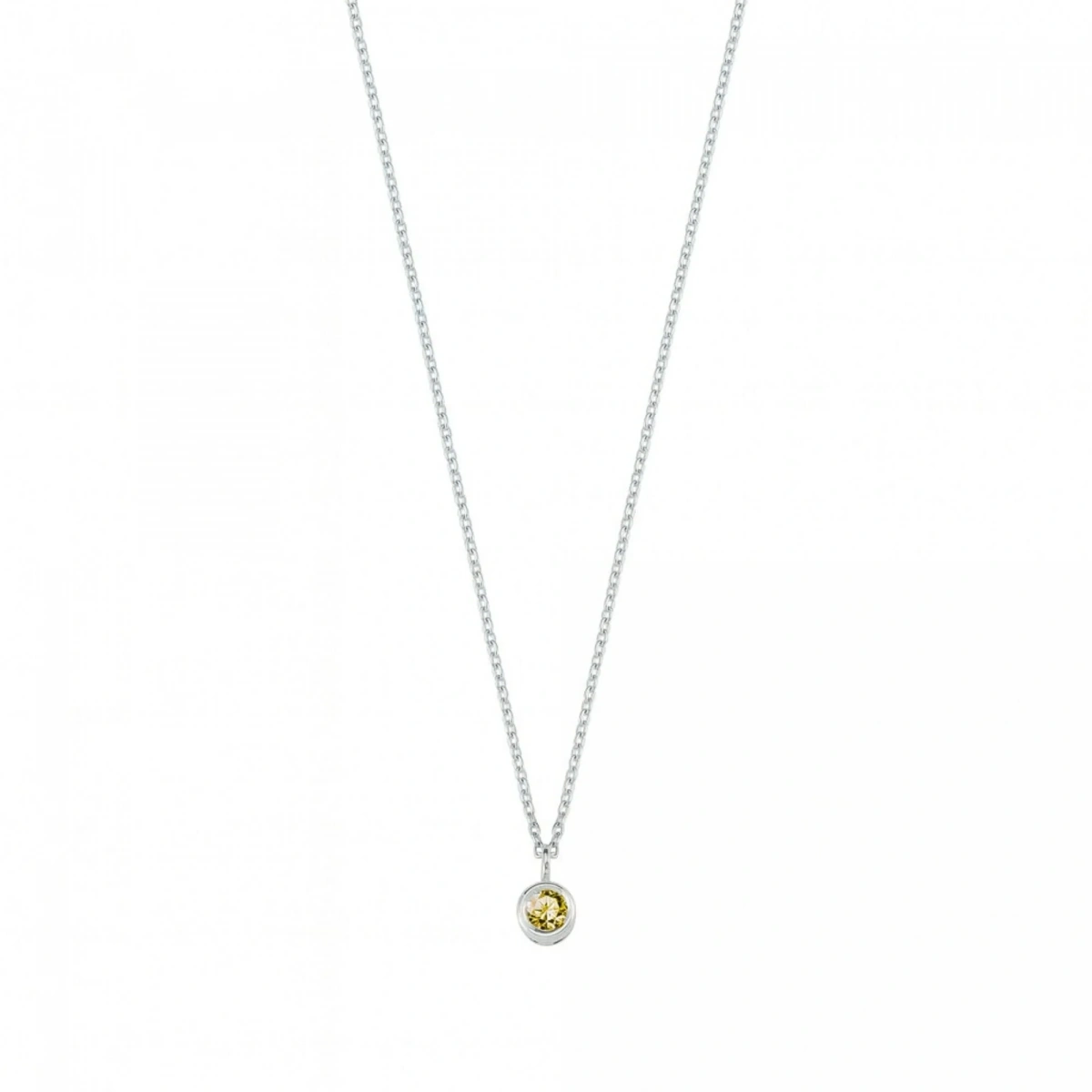 Sarı Taşlı Rengarenk Altın Kolye