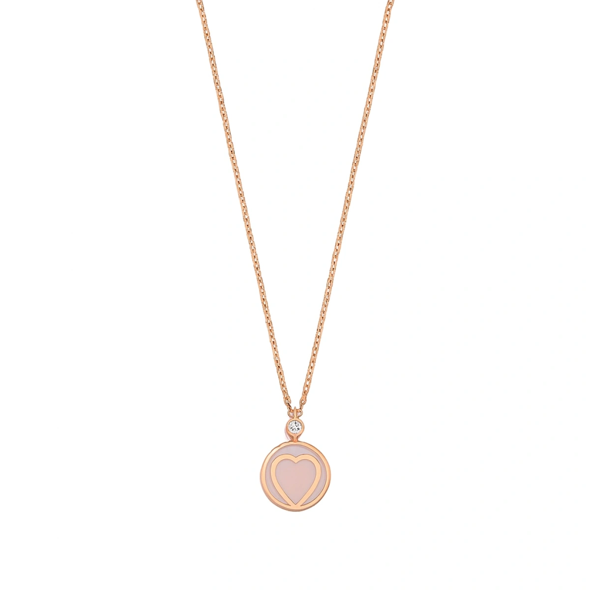 Sedef Mineli Kalp Pırlanta Kolye