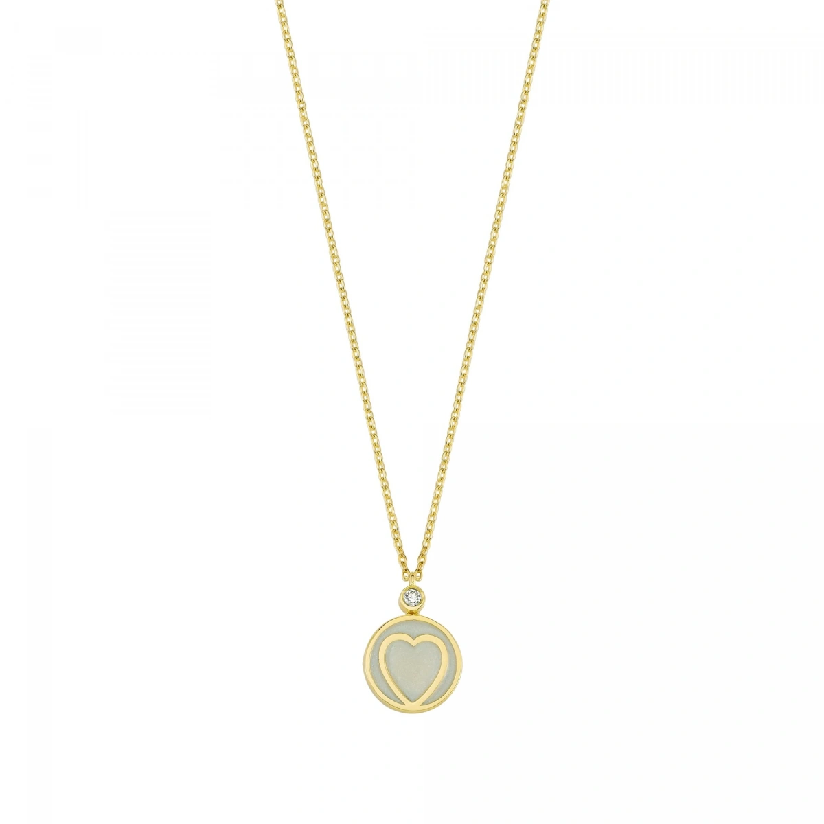 Sedef Mineli Kalp Pırlanta Kolye