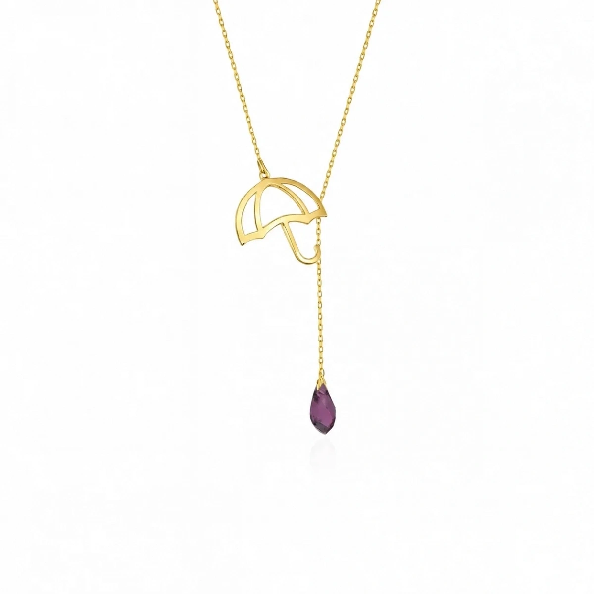 Umbrella Raindrop Silver Necklace