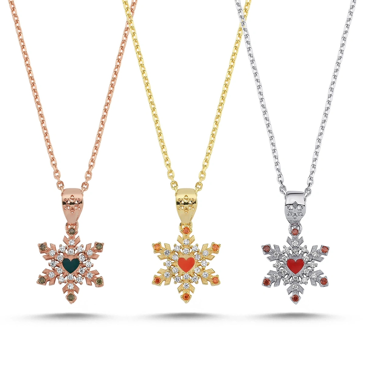 Sürpriz Kar Tanesi Aşk Kolye Sarı