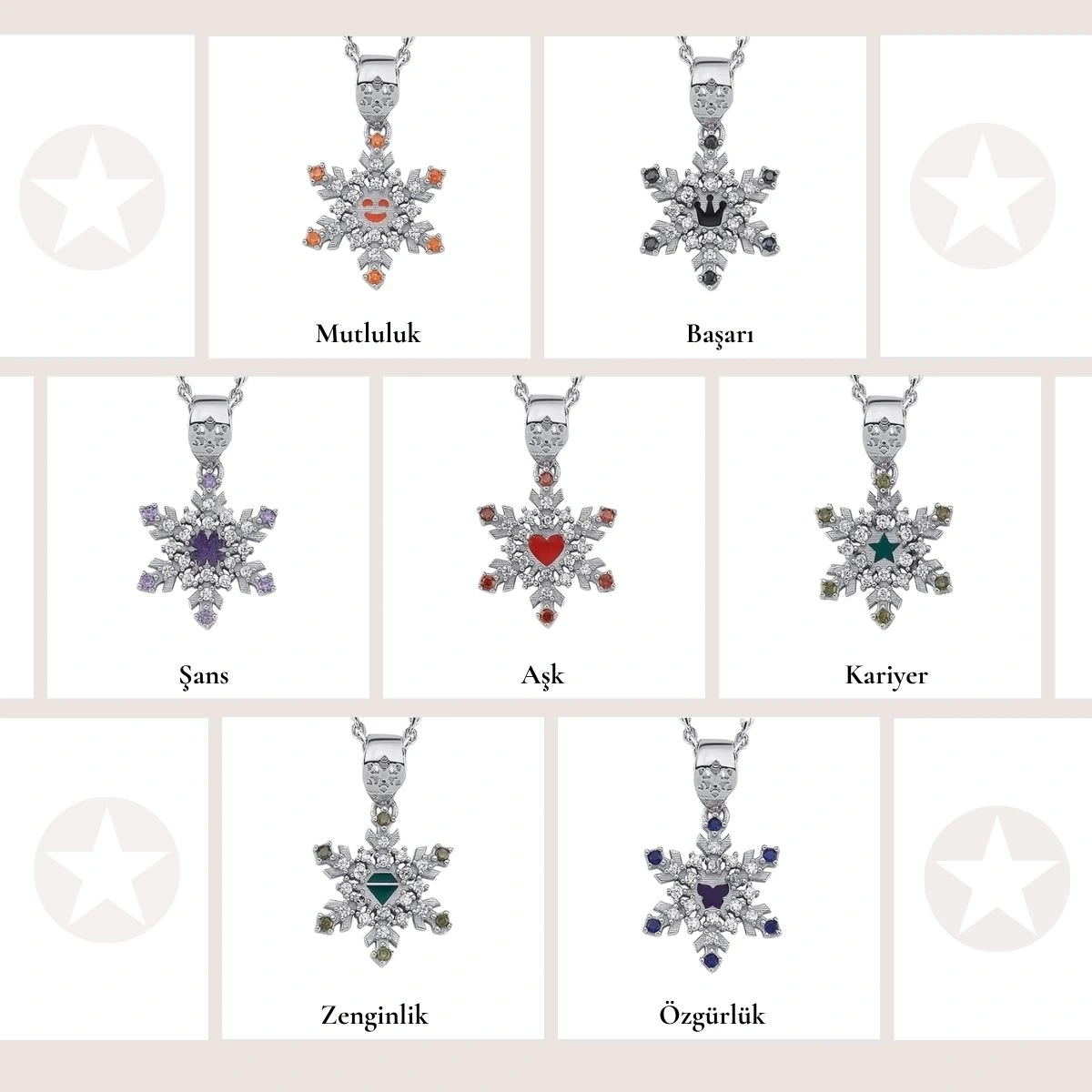 Sürpriz Kar Tanesi Başarı Kolye Rose