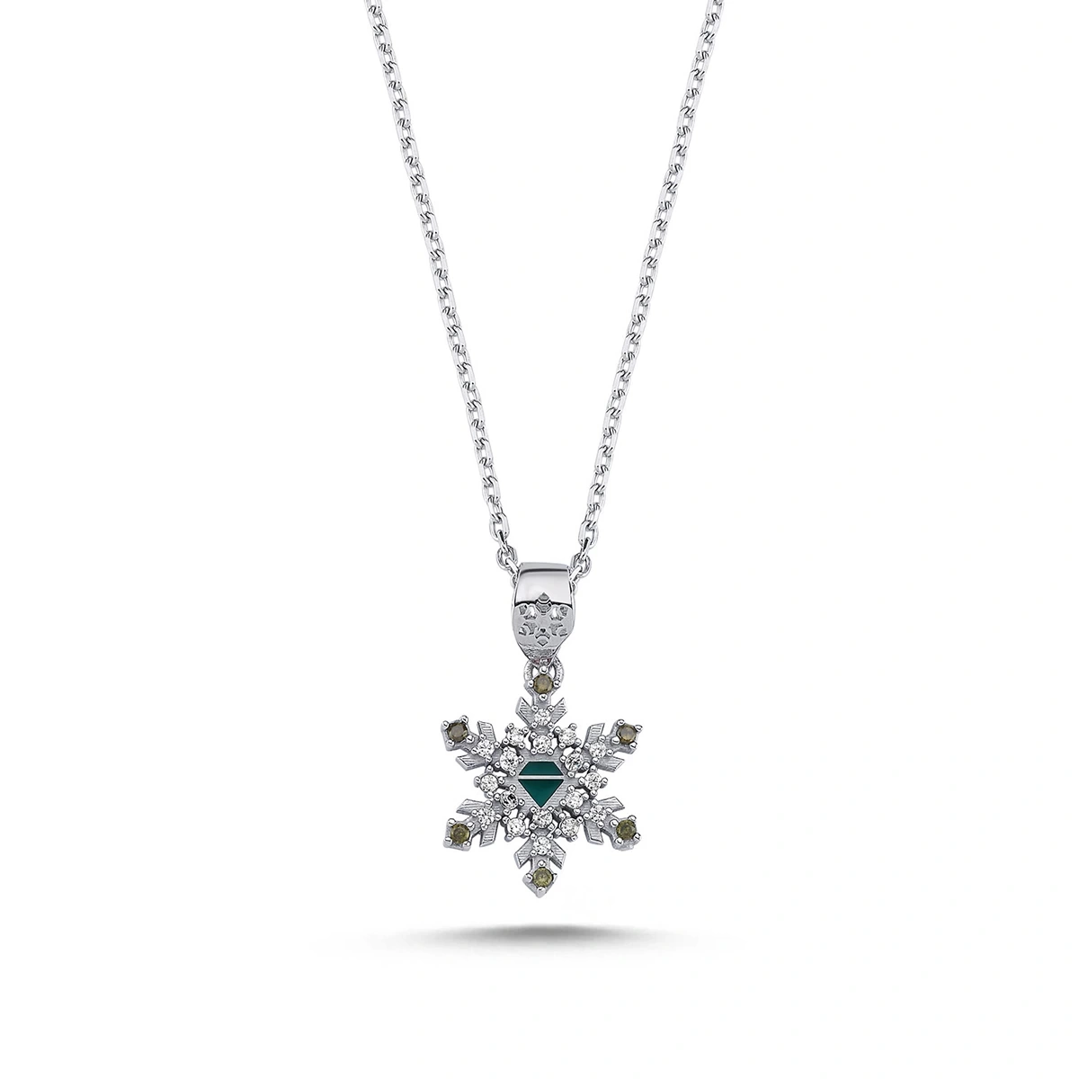 Sürpriz Kar Tanesi Zenginlik Kolye Beyaz