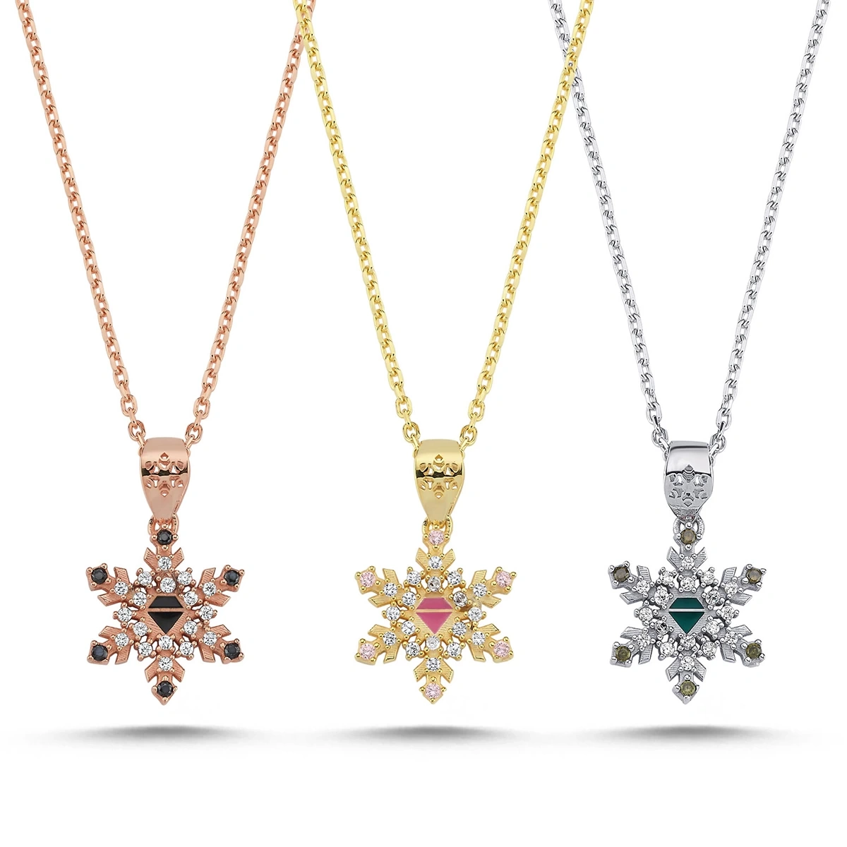 Sürpriz Kar Tanesi Zenginlik Kolye Rose