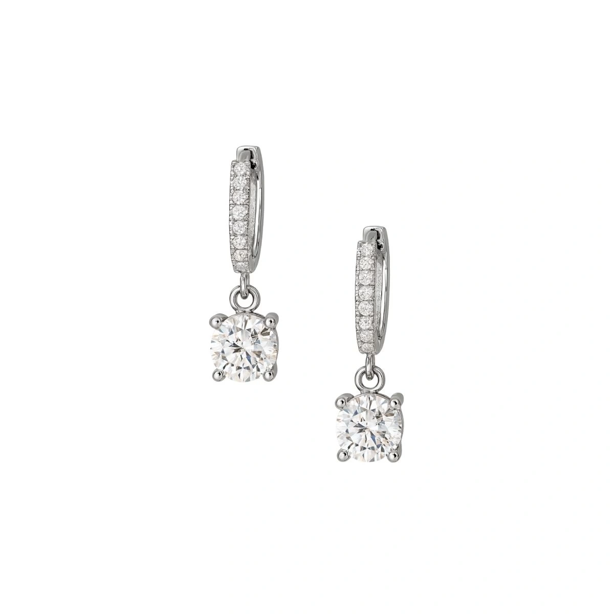 Taşlı Tek Taş Sallantılı Gümüş Küpe