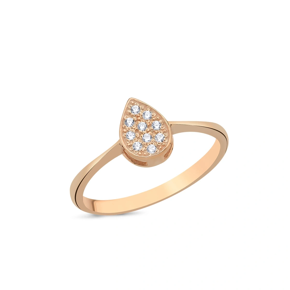 Tektaş Pırlantalı Damla Taşlı Yüzük 0,05ct