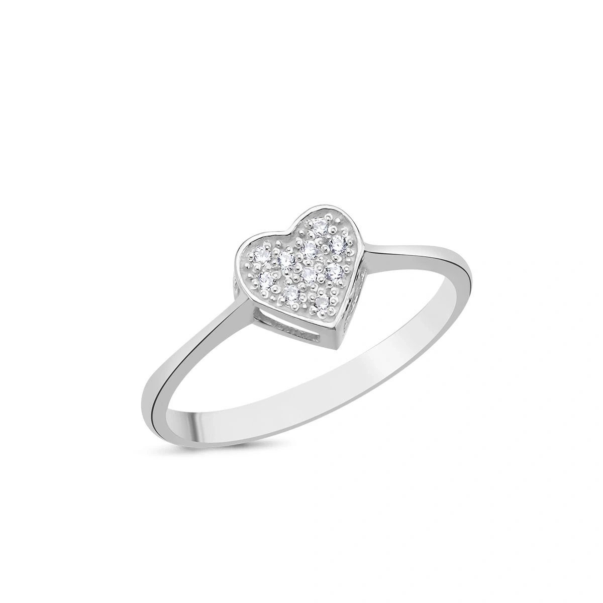 Tektaş Pırlantalı Kalp Taşlı Yüzük 0,05ct