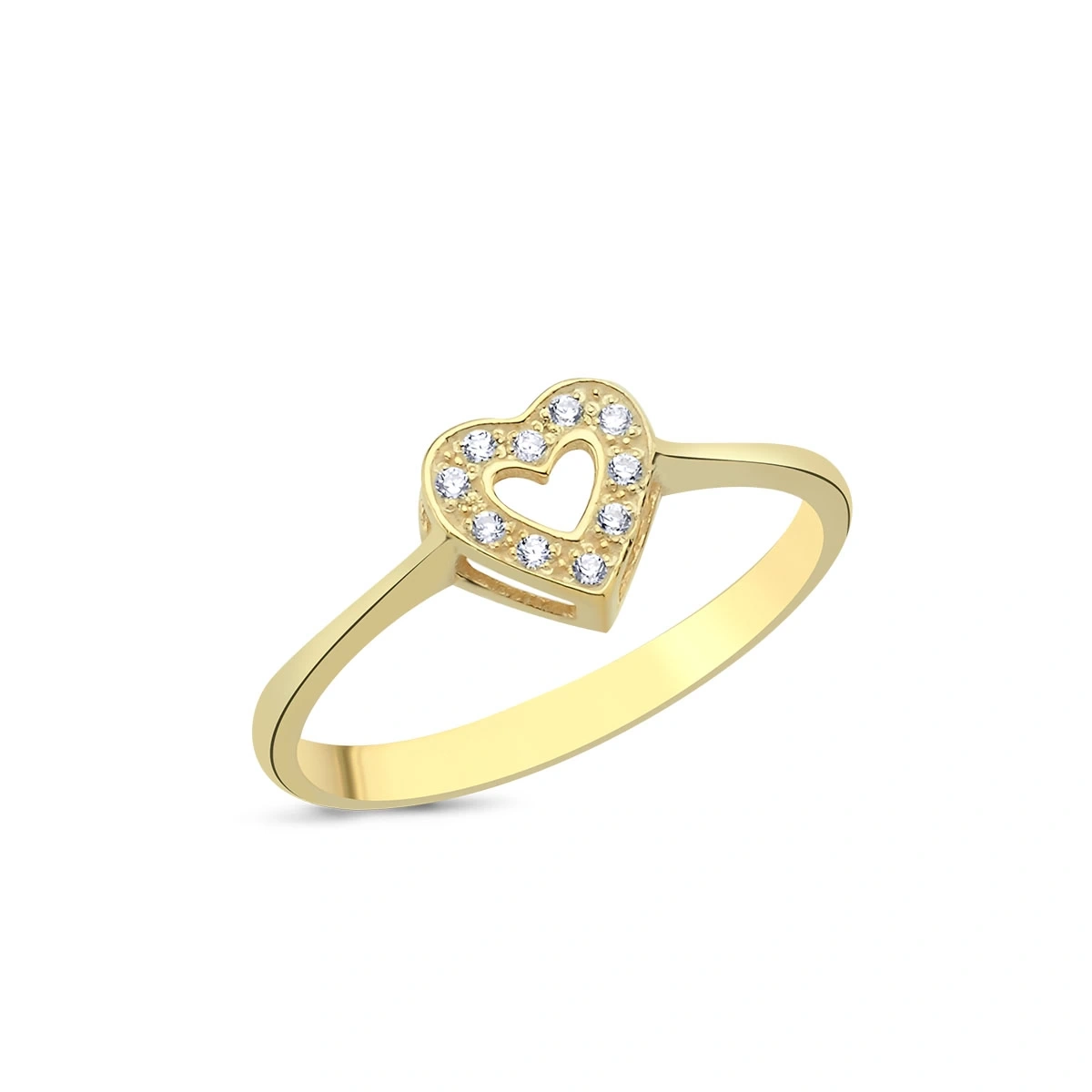 Tektaş Pırlantalı Kalp Yüzük 0,05ct