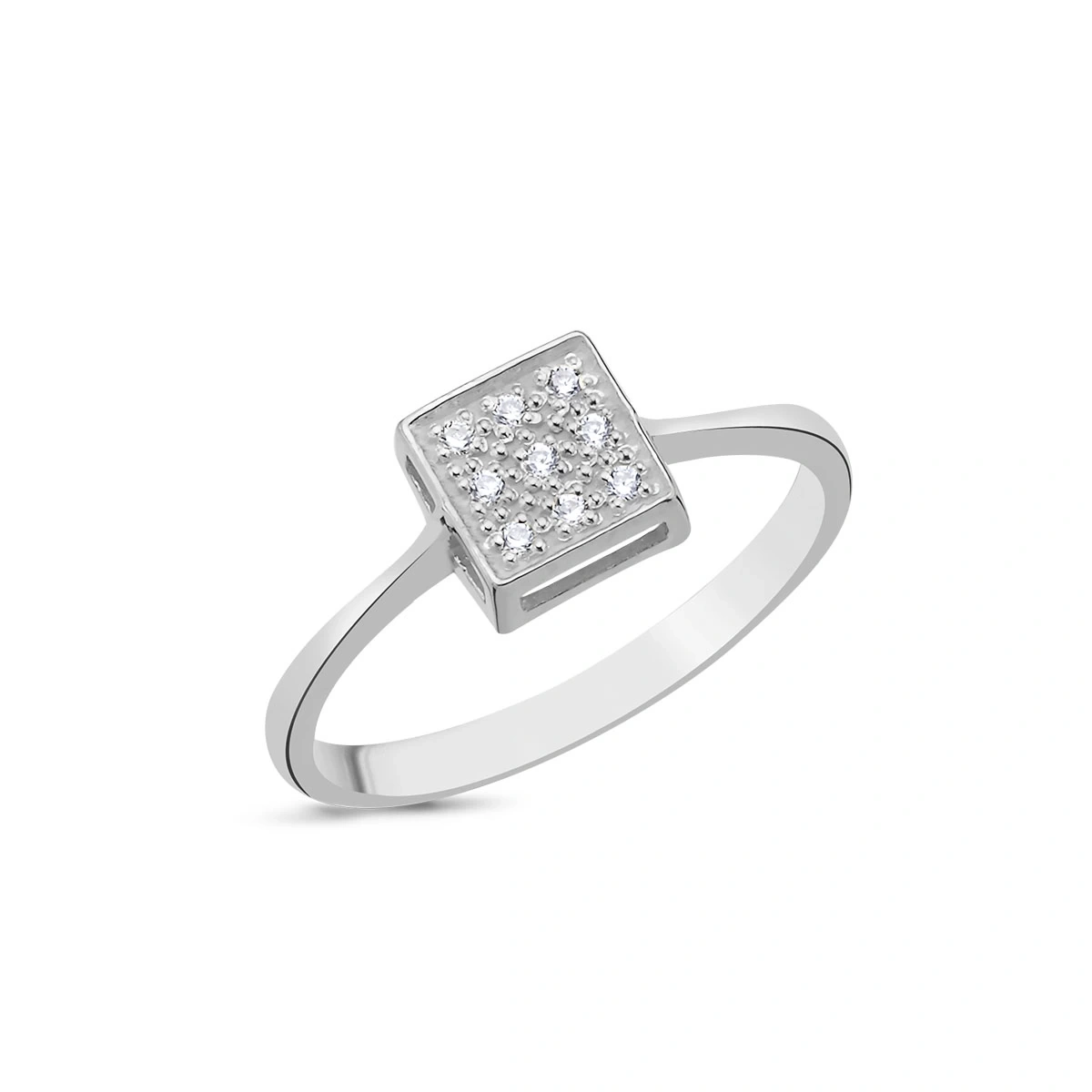Tektaş Pırlantalı Kare Taşlı Yüzük 0,045ct