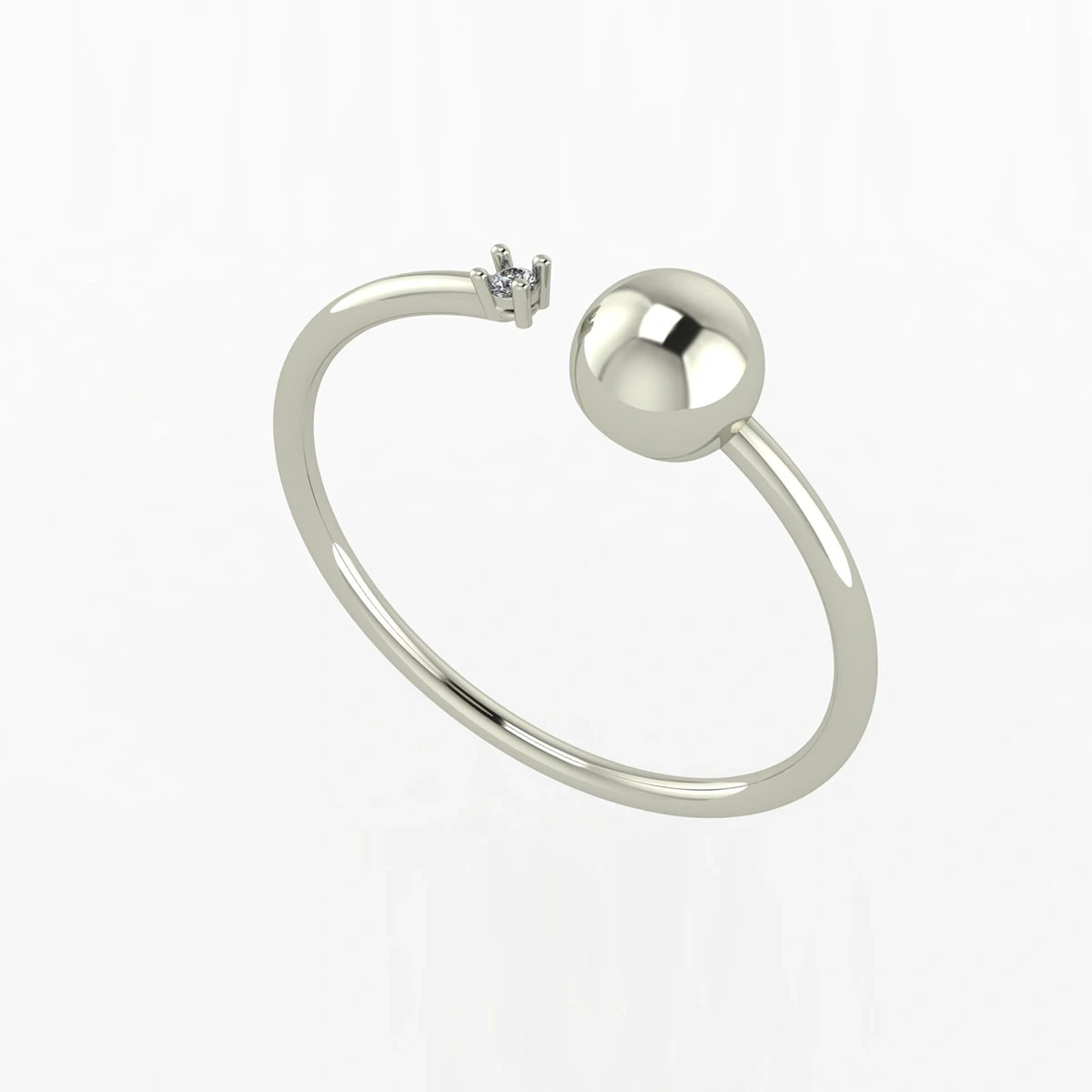 Tektaş Pırlantalı Top Yüzük 0.05ct