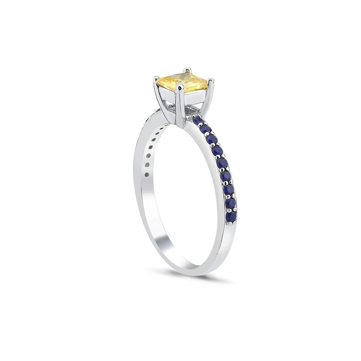 Mavi Pırlantalı Yonca Yüzük