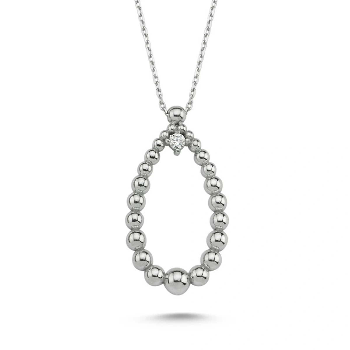 Toplu Damla Form Tek Taşlı Modern Kolye