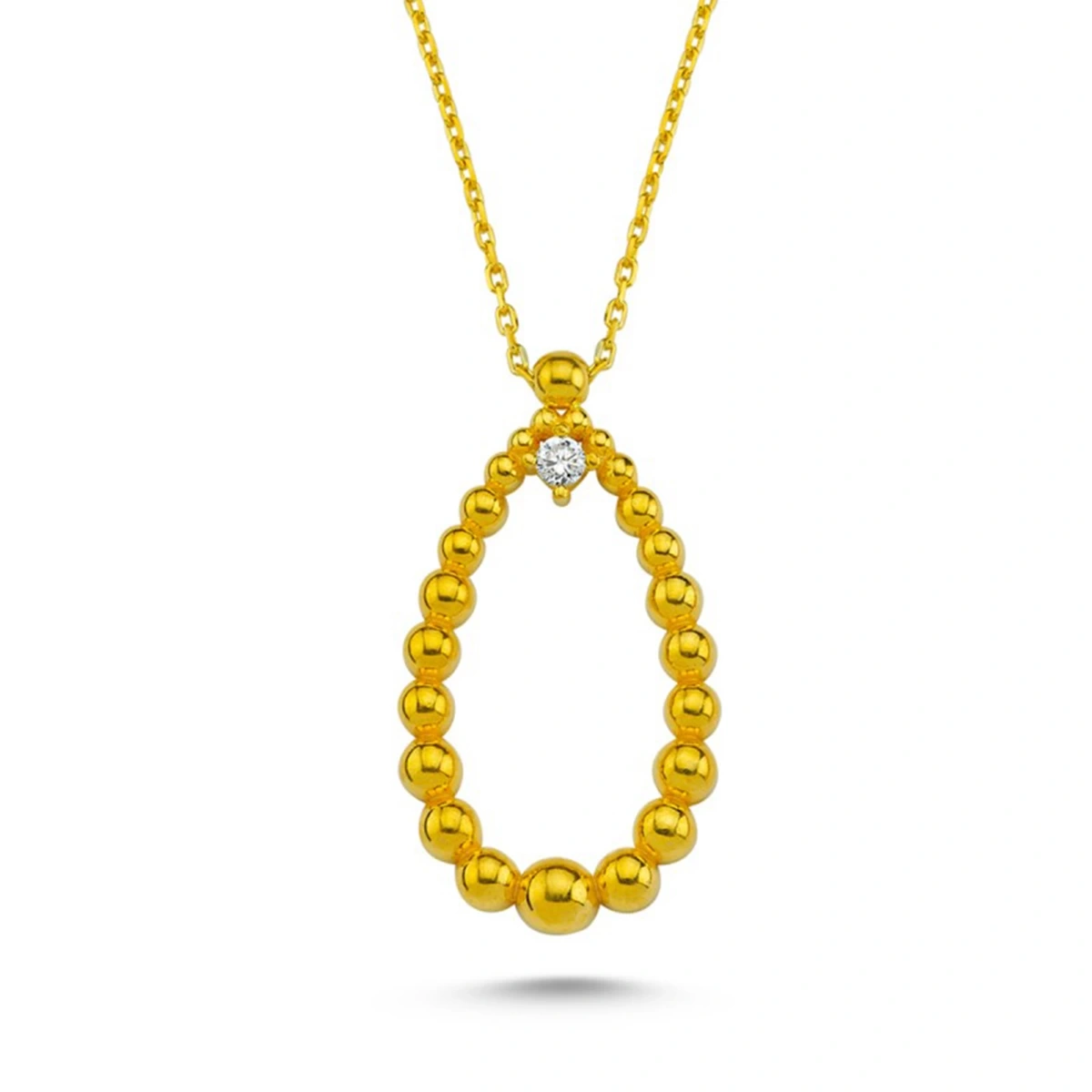 Toplu Damla Form Tek Taşlı Modern Kolye