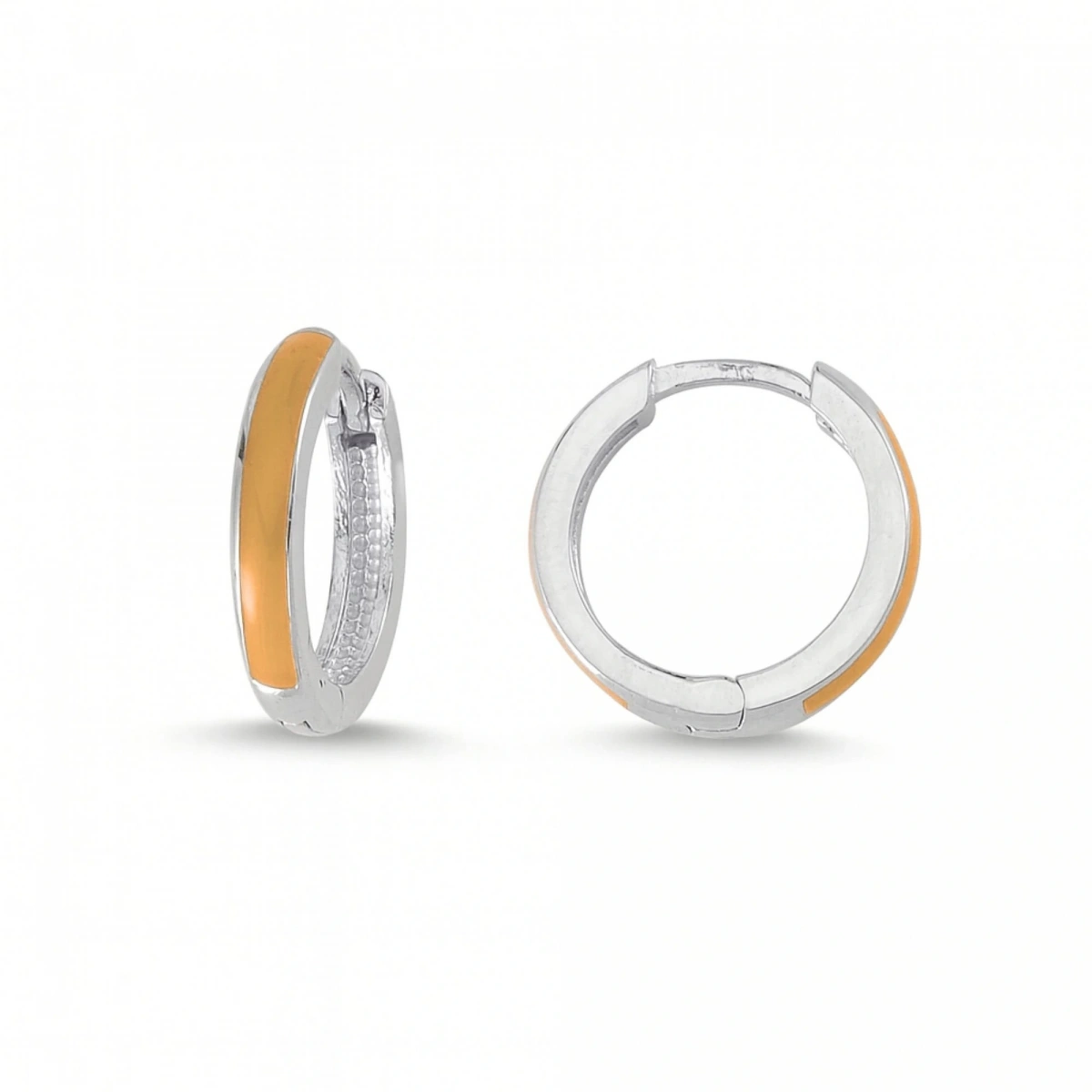 Turuncu Mineli Halka Altın Küpe