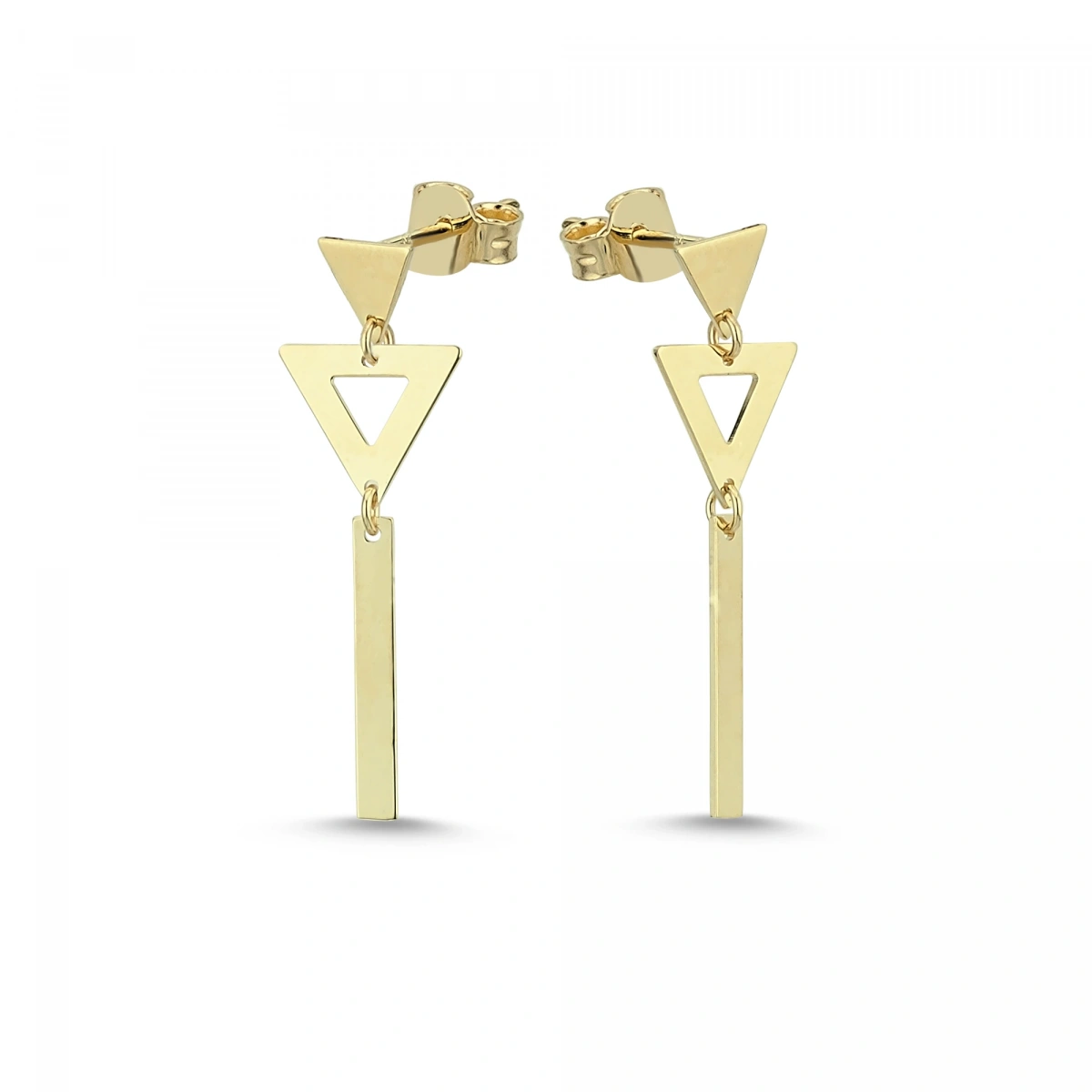 Üçgen Formlu Altın Küpe