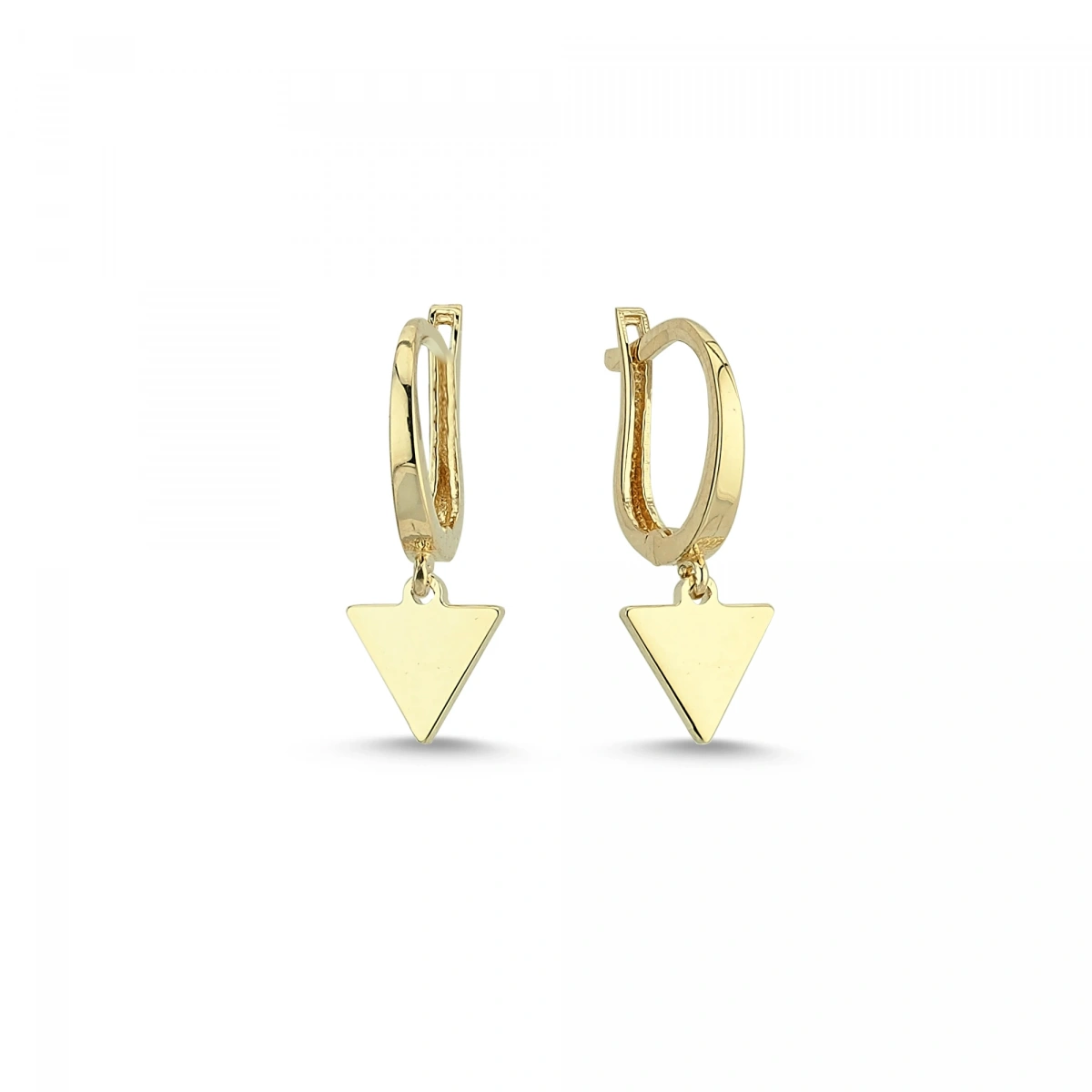 Üçgen Sallantılı Altın Küpe