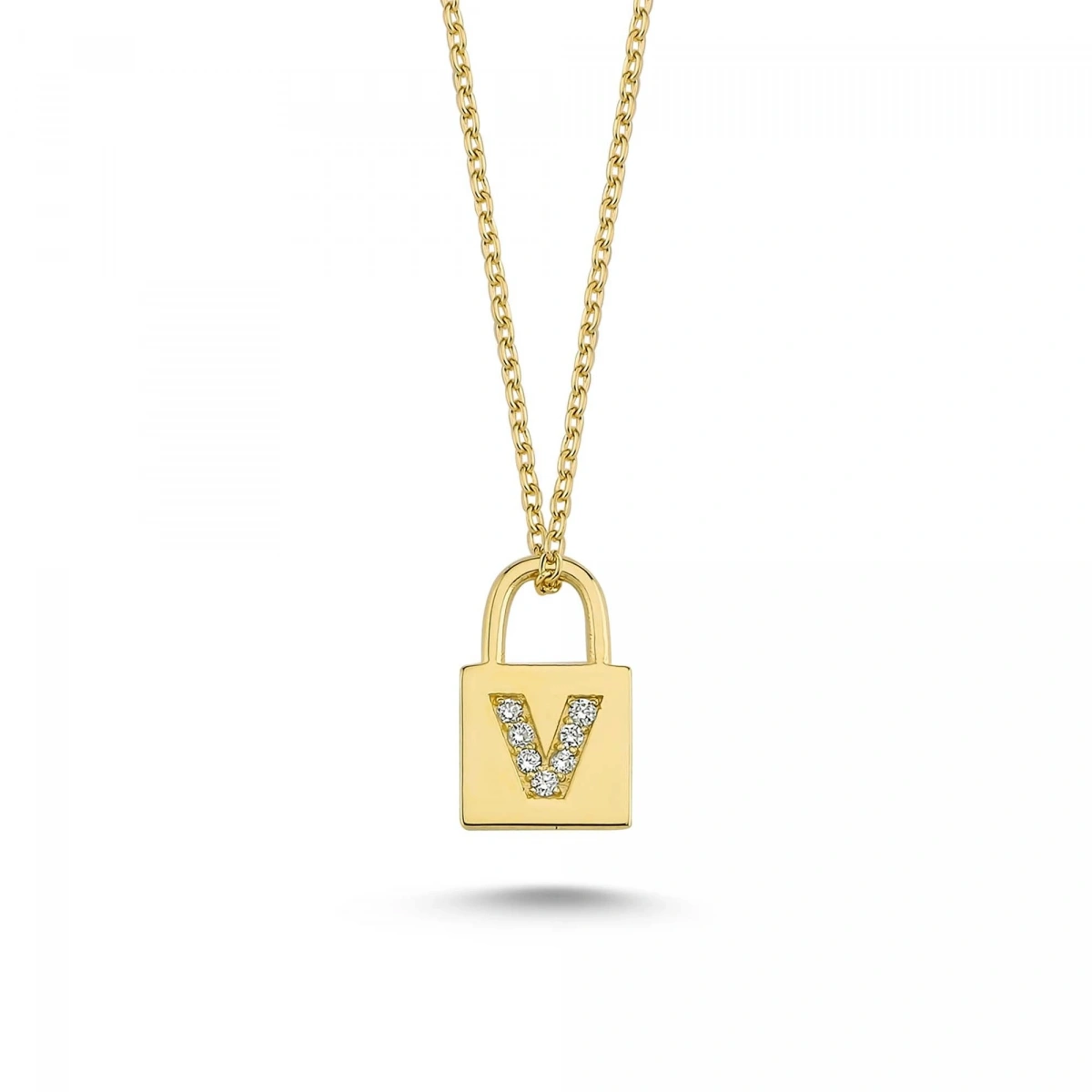 V Harfi Kilit Altın Kolye