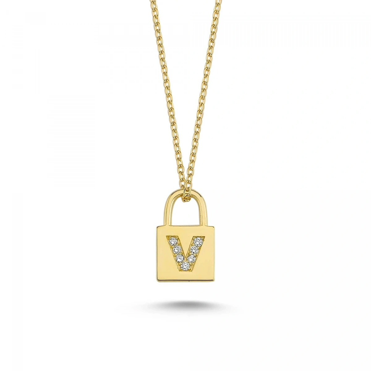 V Harfi Kilit Altın Kolye