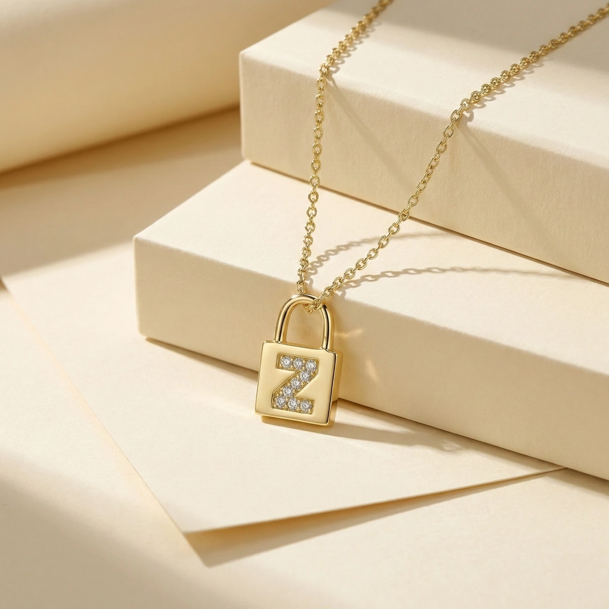 Y Harfi Kilit Altın Kolye
