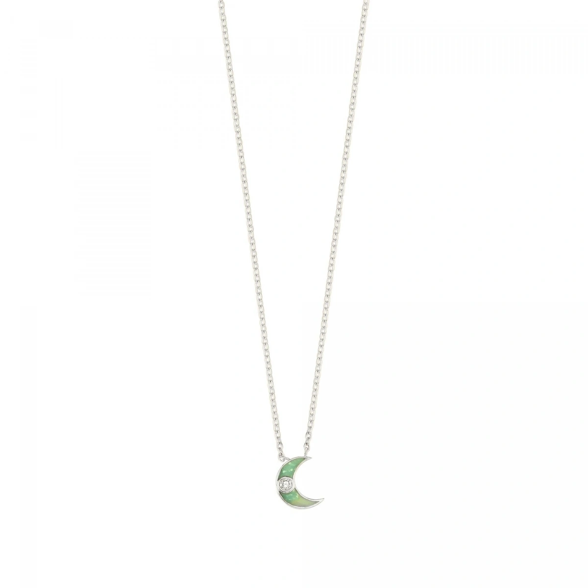 Yeni Ay Mineli Pırlanta Kolye