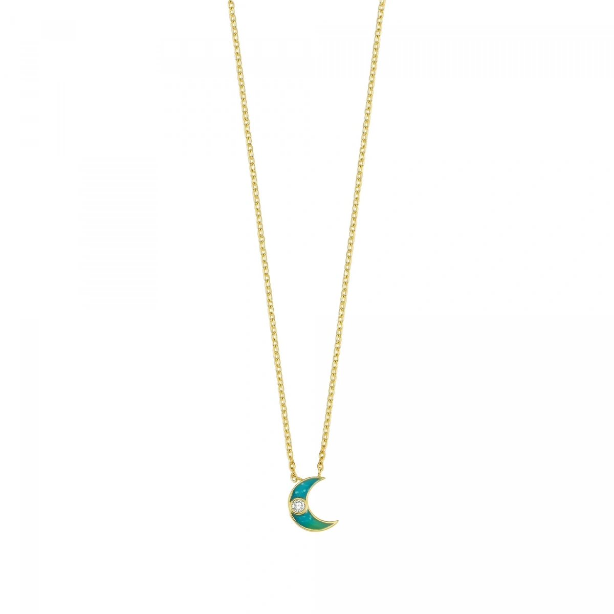 Yeni Ay Mineli Pırlanta Kolye