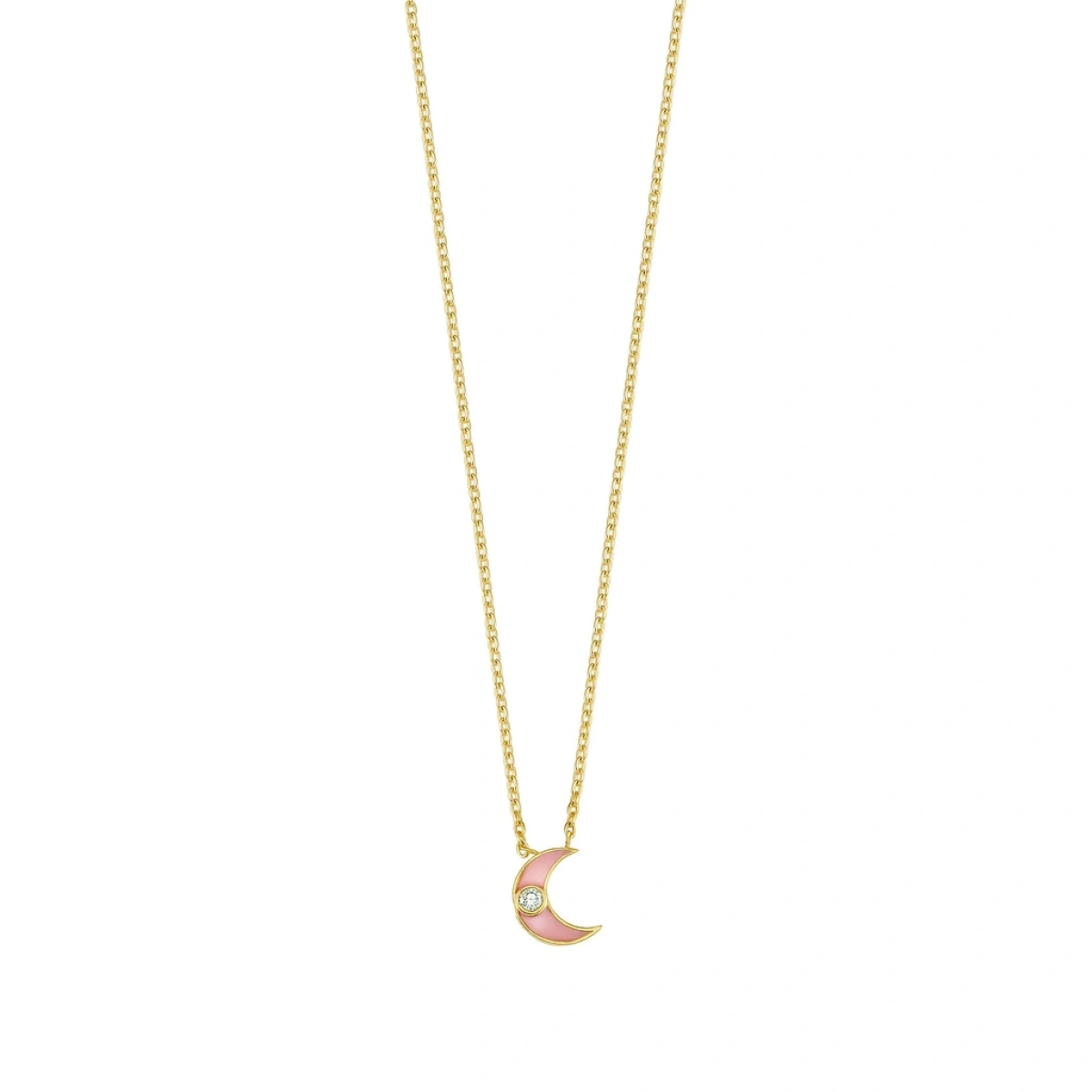 Yeni Ay Mineli Pırlanta Kolye