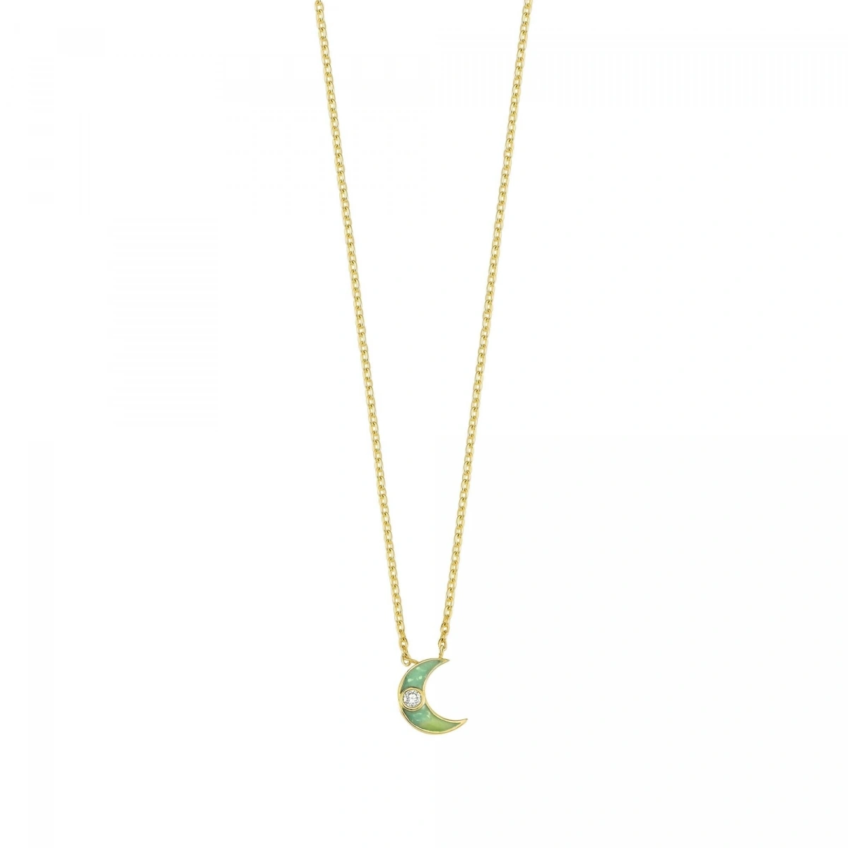 Yeni Ay Mineli Pırlanta Kolye