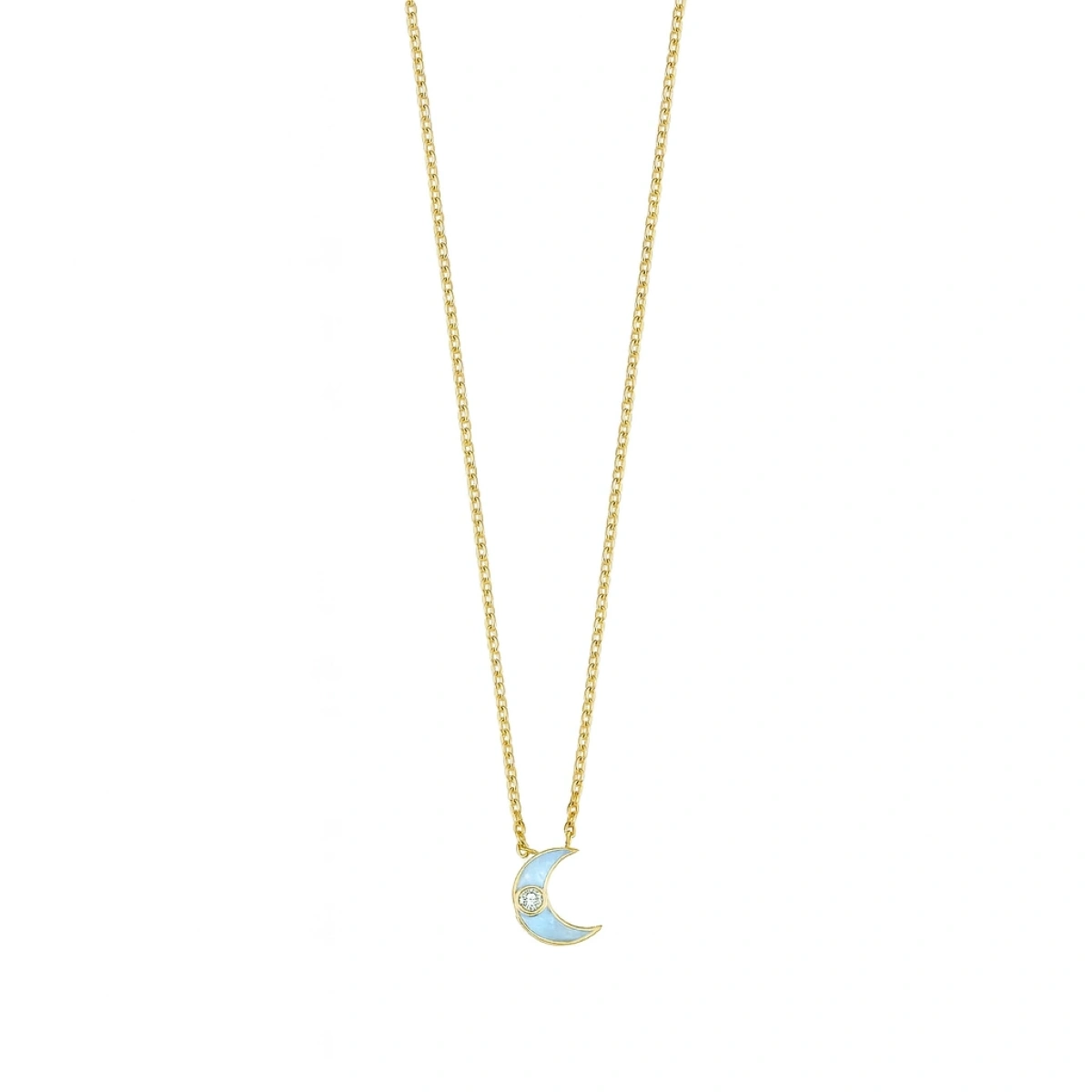 Yeni Ay Mineli Pırlanta Kolye