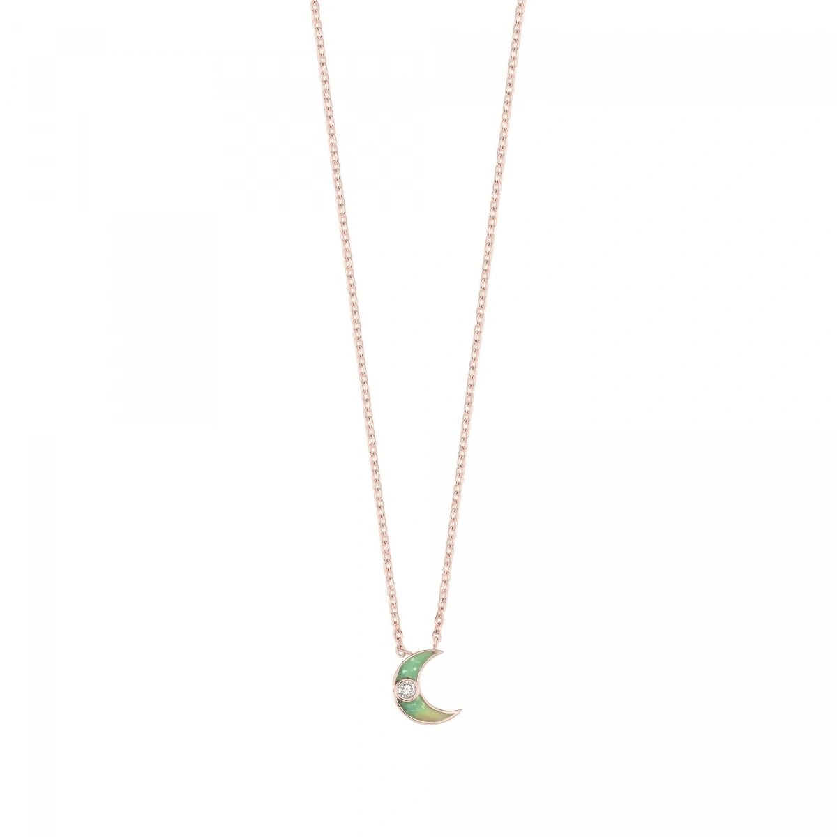 Yeni Ay Mineli Pırlanta Kolye