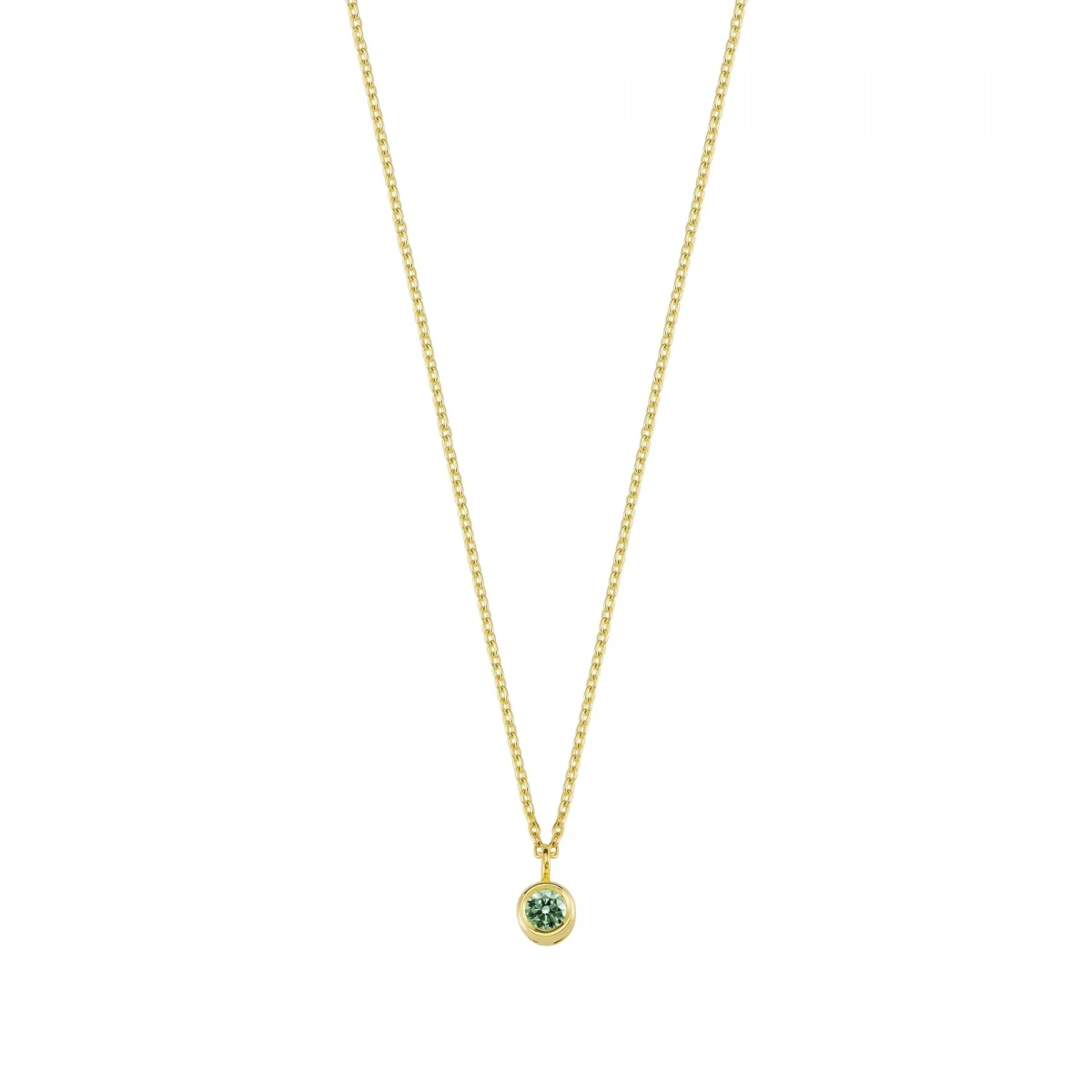 Yeşil Taşlı Rengarenk Altın Kolye