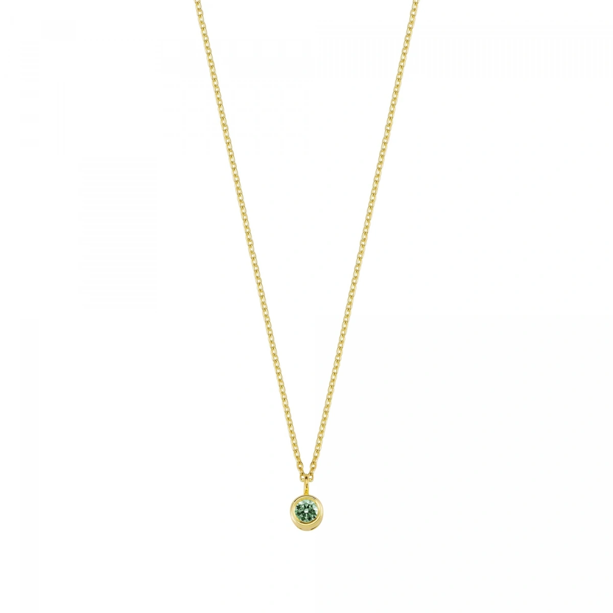 Yeşil Taşlı Rengarenk Altın Kolye