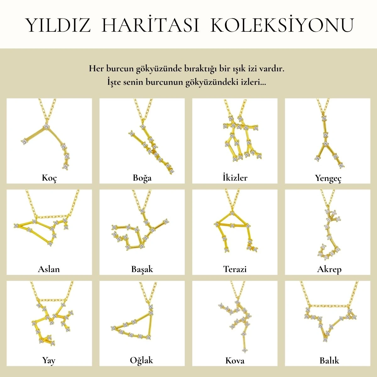Yıldız Haritası İkizler Burcu Kolye