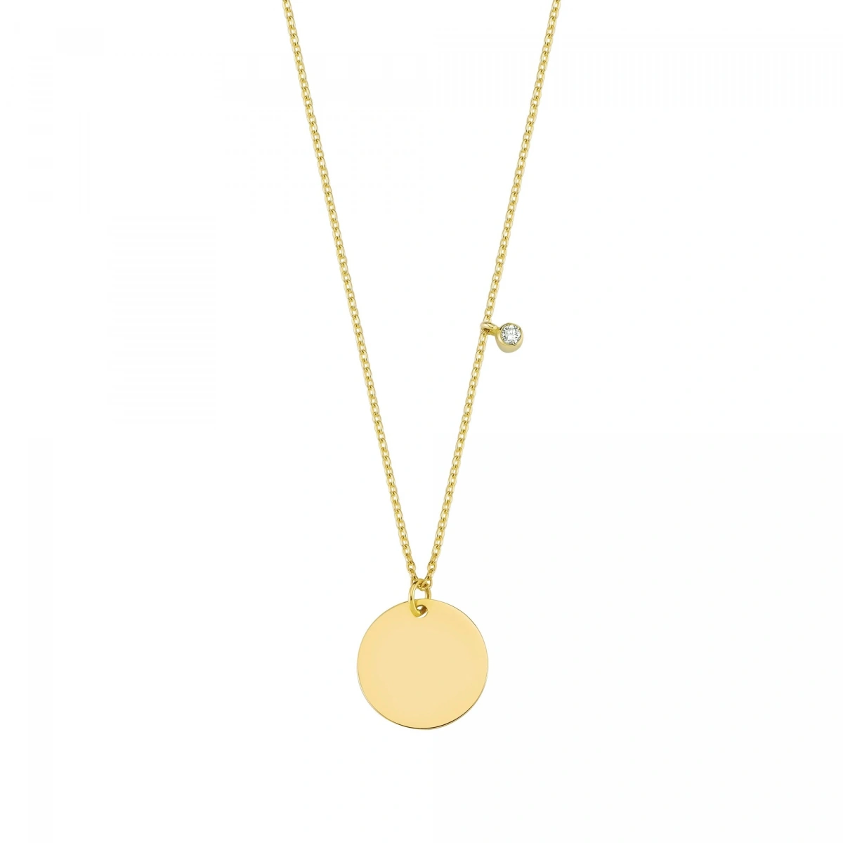 Yuvarlak Künye Pırlanta Kolye