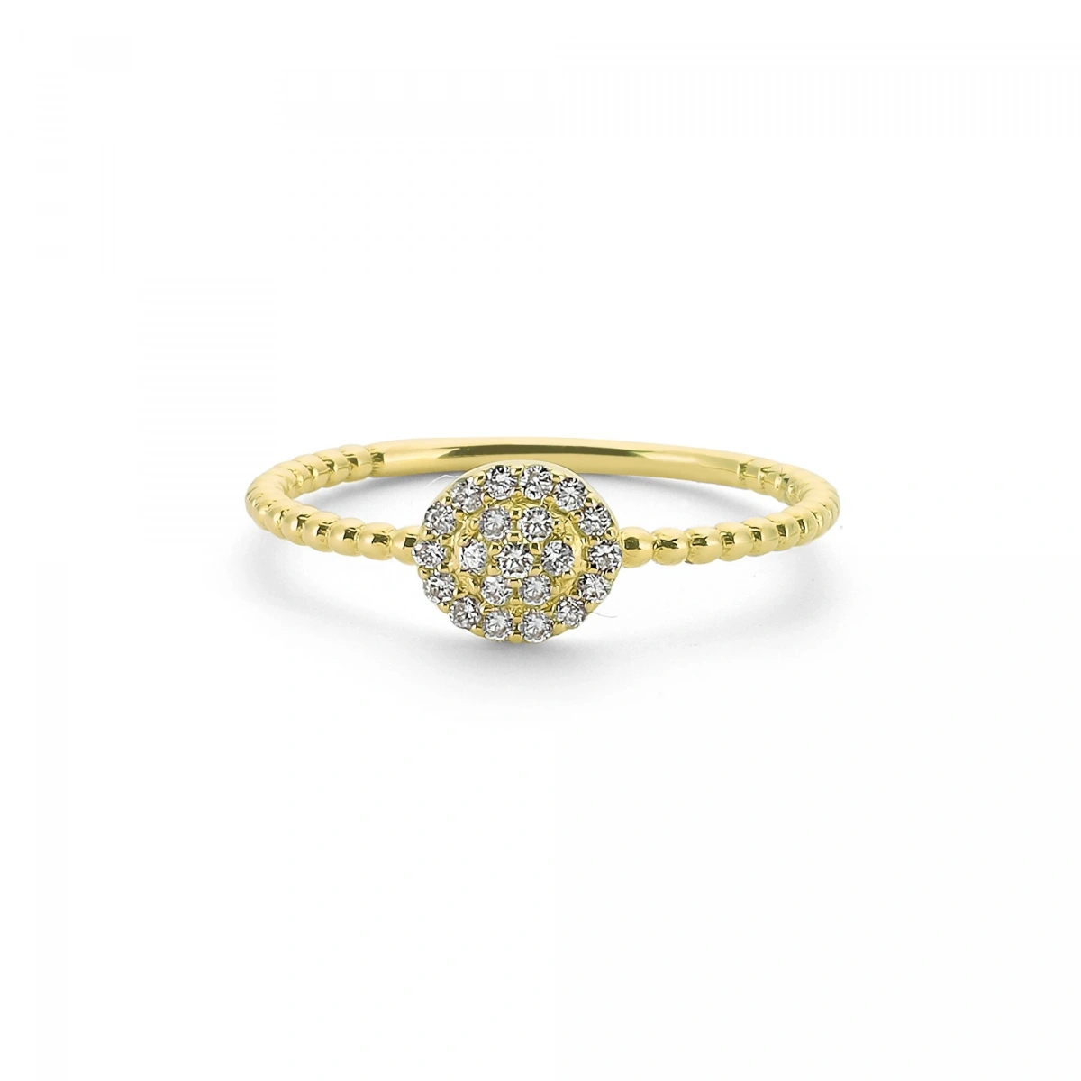 Yuvarlak Pave Minimal Altın Yüzük