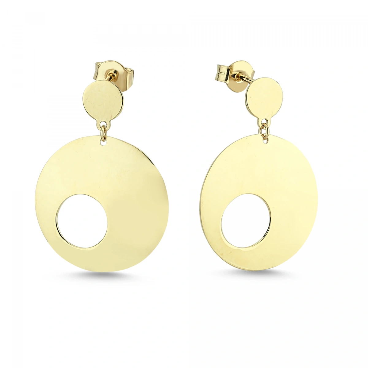 Yuvarlak Sallantılı Altın Küpe