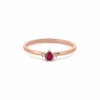 Minimal Yakut Kırmızısı Damla Taşlı Pırlanta Yüzük