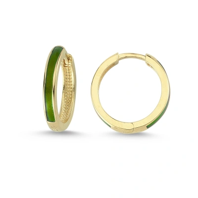 Yeşil Mineli Halka Altın Küpe