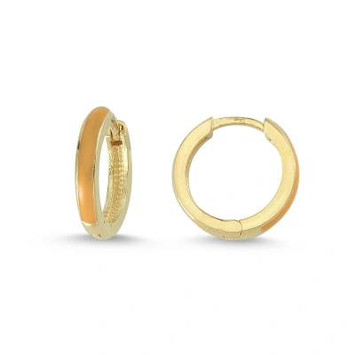 Turuncu Mineli Halka Altın Küpe