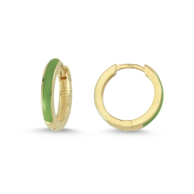 Yeşil Mineli Halka Altın Küpe